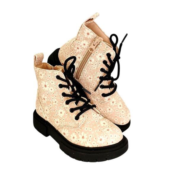 Art Class Girls' Pink Floral Combat Boots - Size 13 WOW, Beauties!! - Picture 1 of 8